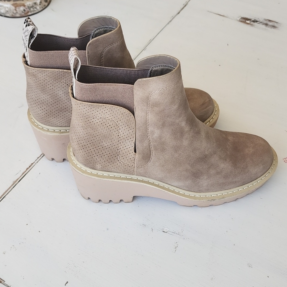 Lug sole tan booties